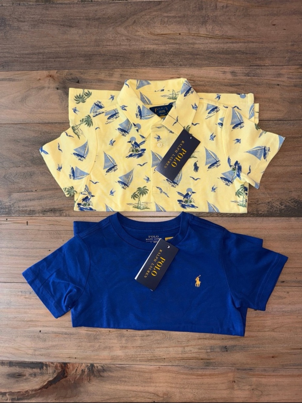 Polo by Ralph Lauren Yellow Sailboat Polo & Royal Blue Logo Tee Set